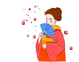 卡通日本服饰樱花元素