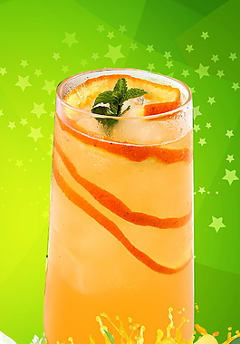 夏日薄荷鮮橙飲料海報(bào)背景設(shè)計(jì)