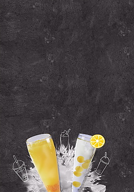 簡(jiǎn)約黑色背景黃色果汁冷飲廣告背景素材
