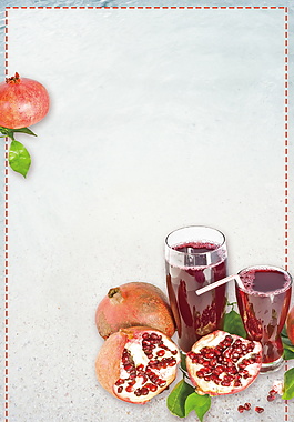 新鲜石榴红色果汁冷饮边框背景素材