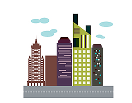 扁平化城市高楼建筑矢量图