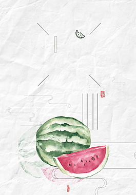 清新手繪夏季西瓜廣告背景