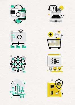 黃色綠色購物圖案