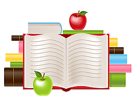 簡約書籍與蘋果矢量圖