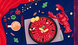 美味小龍蝦美食背景素材
