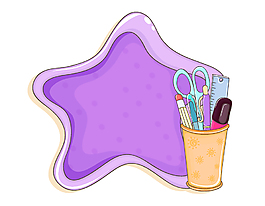 卡通紫色星形剪刀工具元素