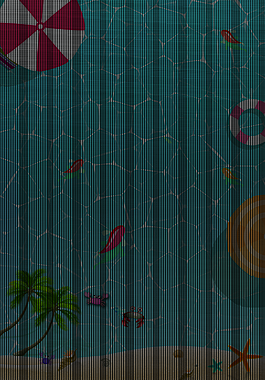 蓝色清爽卡通水上派对海报背景
