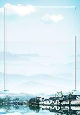 河邊古鎮旅游背景素材