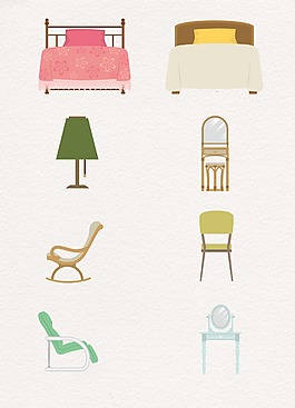 灯椅子家具卡通设计