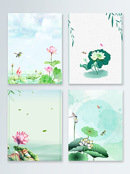 二十四節(jié)氣荷花廣告背景圖