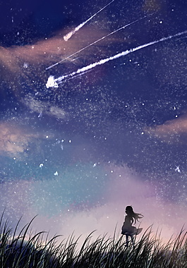 女孩夜景仲夏之夜背景素材