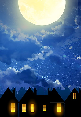 月圓之夜仲夏之夜背景素材