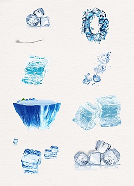 蓝色装饰设计冰块
