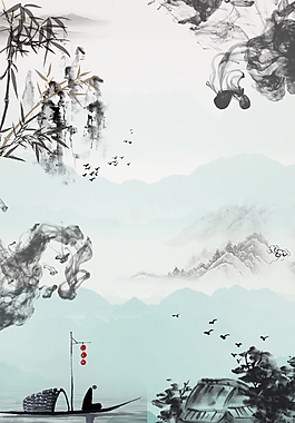 中國風山水意境裝飾畫背景