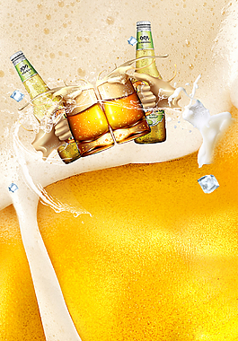 创意嗨啤一夏美食啤酒海报背景