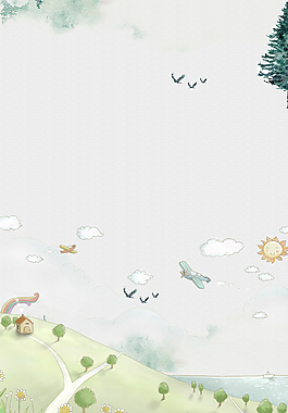 手繪夏日小清新你好七月促銷背景