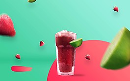 夏天清新美味水果汁海报背景
