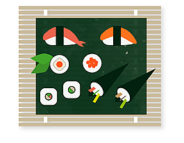 卡通生鱼片日本寿司元素