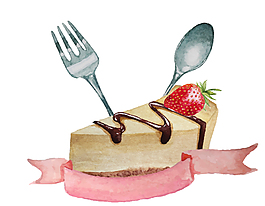卡通美食飄帶蛋糕元素