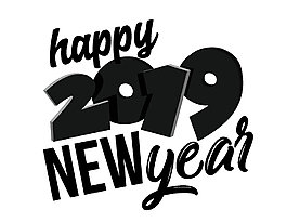 卡通黑色藝術字新年元素