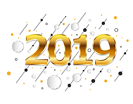 卡通喜慶金色2019元素