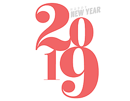 簡約紅色藝術(shù)字2019元素