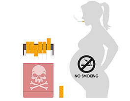 卡通孕妇吸烟有害健康元素