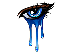 卡通蓝色眼睛眼泪元素