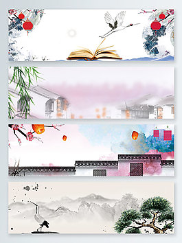 中國風水墨banner背景