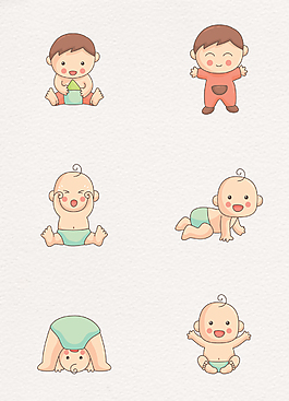6款彩绘可爱男婴儿矢量素材