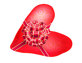 矢量紅色心形絲帶元素