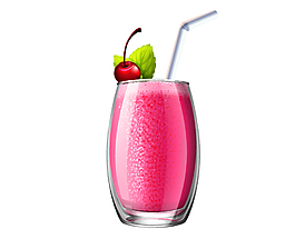 卡通粉色樱桃果汁元素
