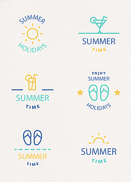 6款创意夏季度假标志矢量图