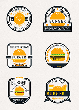 6款创意汉堡包标志矢量素材