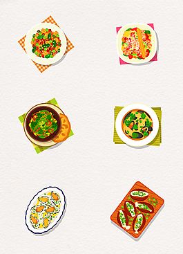 卡通手繪美食菜品素材