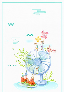風(fēng)扇孩子風(fēng)車大暑背景素材