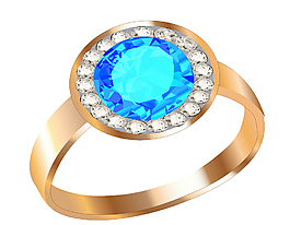 蓝色钻石戒指矢量元素
