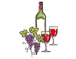 卡通葡萄和葡萄酒素材