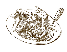 手繪食物叉子元素