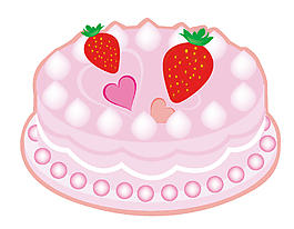 手绘粉色蛋糕元素