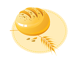 金黃色麥穗與面包矢量圖