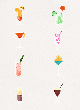 8款可爱夏日果汁饮品元素