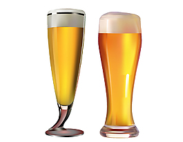 啤酒与啤酒杯矢量图