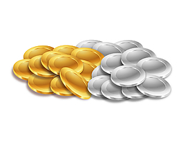 卡通金幣銀幣財(cái)富元素