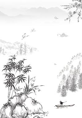 中國風山水意境裝飾畫背景