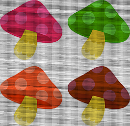 彩色蘑菇日系矢量素材