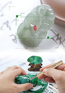 精雕玉琢白玉吊墜廣告背景