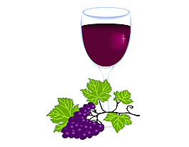 紫葡萄与葡萄酒矢量图