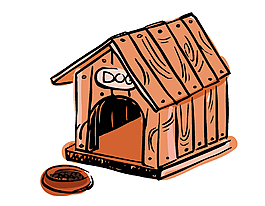 卡通木质狗狗的房屋矢量元素