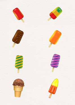 彩色夏日冰淇淋冰棒